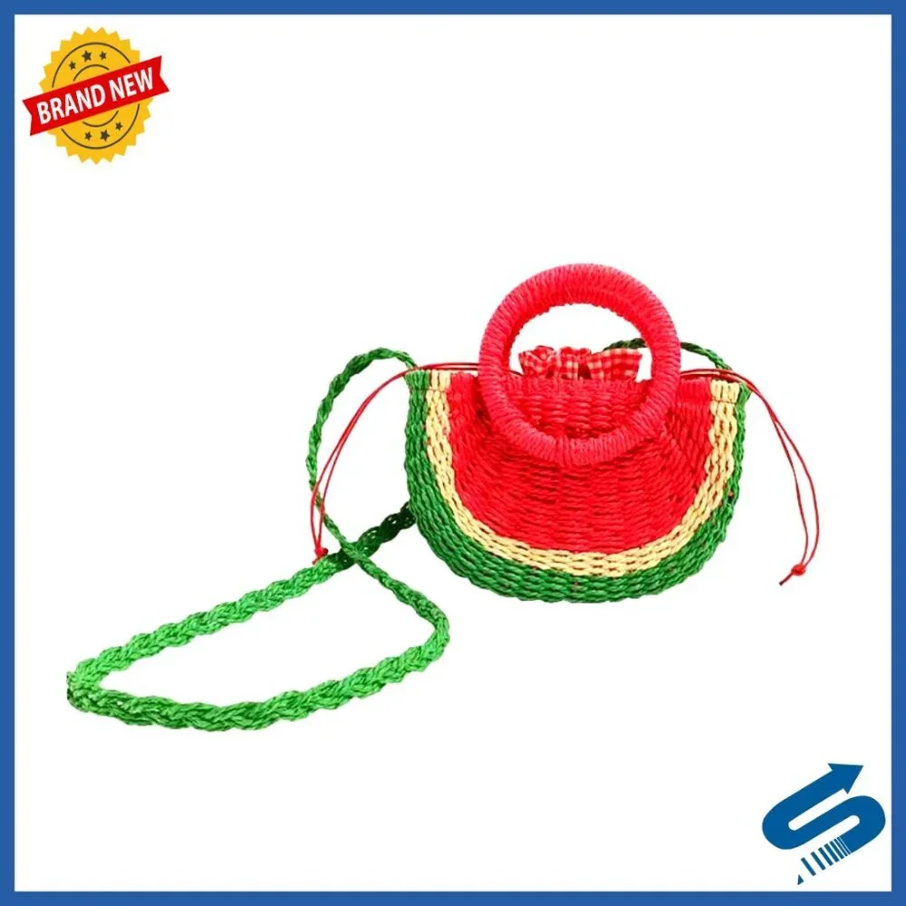 Rattan Straw Tote Bag Hand-Woven Retro Semi-Circle Crossbody Shoulder Bag